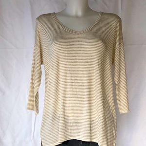 White and Gold Pinstriped Tee